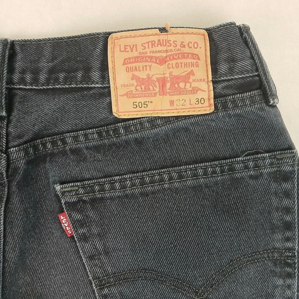 Vintage Levis 505 32x28 Mens Jeans Faded Black‎ FLAWS City Straight Grunge